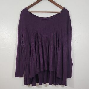 Free People Hope Baby Doll Purple Long Sleeve Top